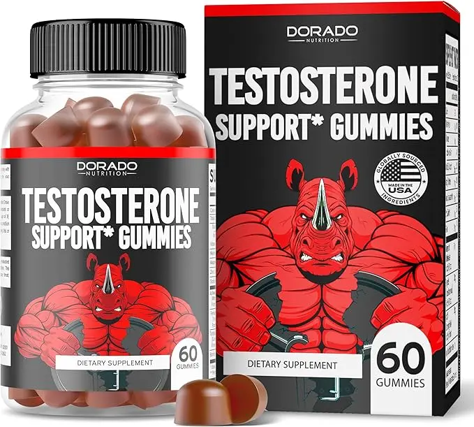 Dorado Nutrition Men's Testosterone Gummies - Strength Stamina Drive Support with Tongkat Ali & Ashwagandha - USA Made, Third-Party Tested, 60 Count