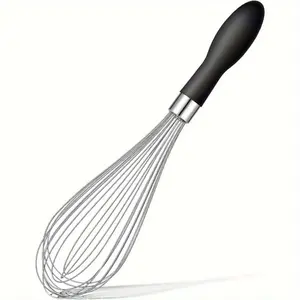 1pc Premium Stainless Steel Whisk - Ergonomic Soft-Grip Silicone Handle, Extra-Thick and Ultra-Durable for Blending, Beating, Whisking, Stirring - Essential Kitchen Utensil Baking Tools for Restaurants, Food Trucks, and Home Chefs