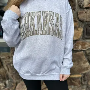 Arkansas Old School Camo Oversized Print Crewneck Sweatshirt