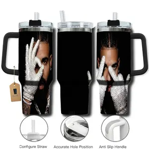 Elite Tumbler - Drake Iceman New Album 2026 V4 40oz Tumbler With Handle & Straw, Hiphop Retro Collage Cup, Drake Inspired Travel Tumbler, Vintage Music Drinkware, Rapper Star Fan Gift, Stainless Steel Coffee Mug, Gift for Music Lovers