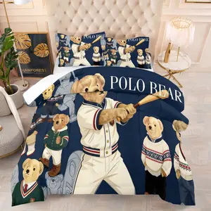 Trendy Bear Comforter Set, Soft And Durable Bedding Set, Including 1 Comforter And 1 Or 2 Pillowcases, Daily Holiday Birthday Gift Bedroom Decoration For Children And Adults