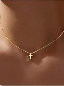 Cross Necklace for Women Girls, Dainty 14K Gold Silver Plated Cross Choker Pendant Jewelry Non Tarnish Waterproof Trendy Cute Simple Small Necklace Cross Design Pendant Easter Christian Baptism Religious Faith Jewelry Gifts