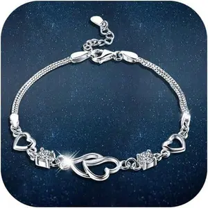 925 Sterling Silver Bracelet Simple Adjustable Bangle Bracelets Wedding Jewelry for Brides Mother's Day Birthday gifts for her Mothers day