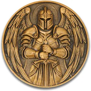 St Benedict  & Archangel Michael Religious Token Set - Christian Prayer Medallion with Latin Inscriptions & Guardian Angel Design