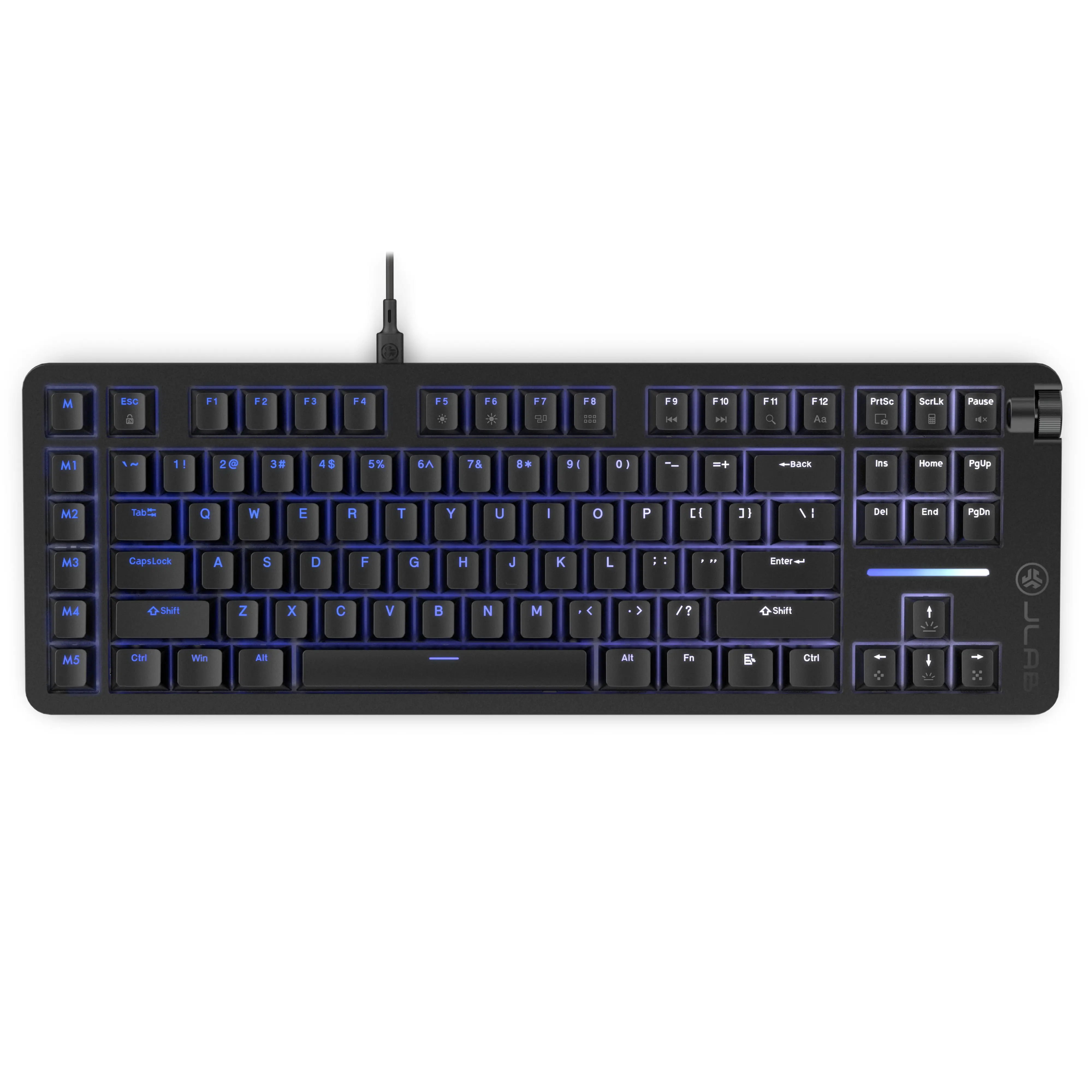 JLab Midnight TKL Wired Mechanical Gaming Keyboard - Linear Switches, Per-Key RGB, NKRO, 1000Hz Polling Rate, Media Knob, Windows 11