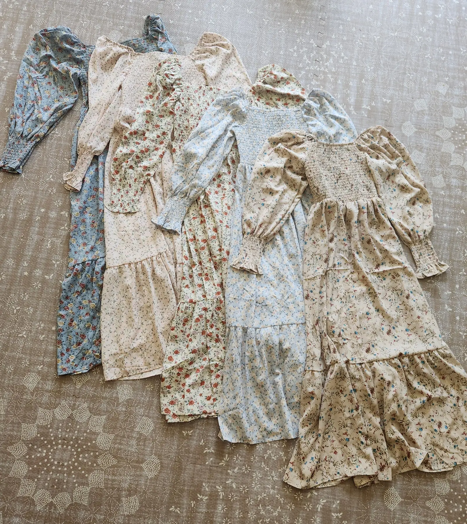 Dainty Mama Cottage Core Smocked Maternity & Nursing Midi