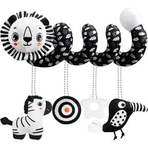 Baby Spiral Hanging Stroller and Car Seat Toys Black and White High Contrast Sensory Toy Newborn Plush Activity Toys Charming Characters Entertainment Party Favors Quality Gifts for Baby Shower Valentine's