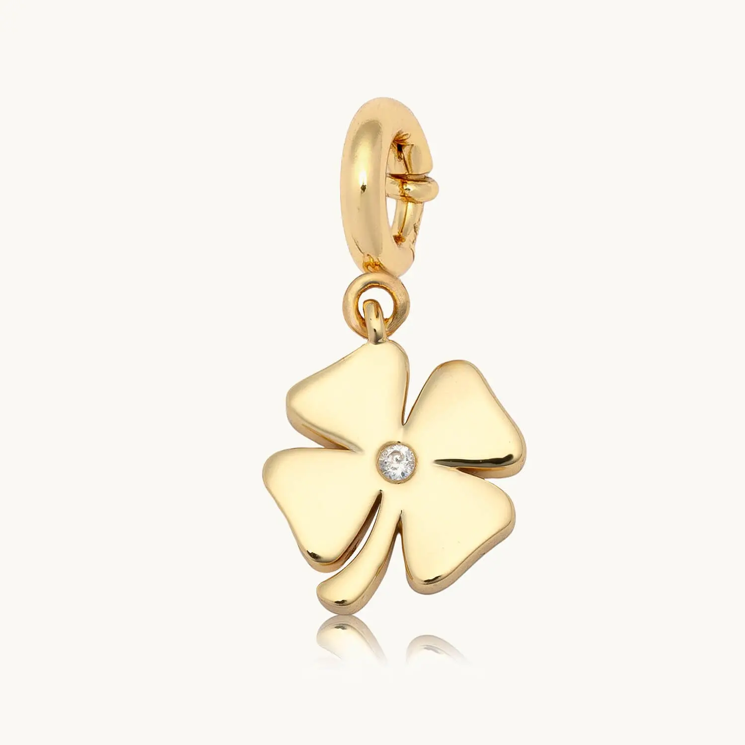 Little Words Project, Four Leaf Clover Charm, Gold-Plated with Cubic Zirconia Little Words Project, Four Leaf Clover Charm, Gold-Plated with Cubic Zirconia
