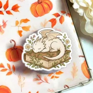 Sleeping Dragon on Book Phone Grip | Fantasy Bookish Phone Holder Stand | Cozy Reader Aesthetic Gift, Cute MagSafe Phone Grip