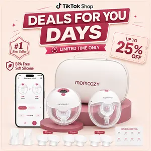 Momcozy  Breast Pump Hands Free M5 Smart APP & Non-APP Version, Wearable Breast Pump of Baby Mouth Double-Sealed Flange with 3 Modes & 9 Levels, Electric Breast Pump Portable - 24mm,A