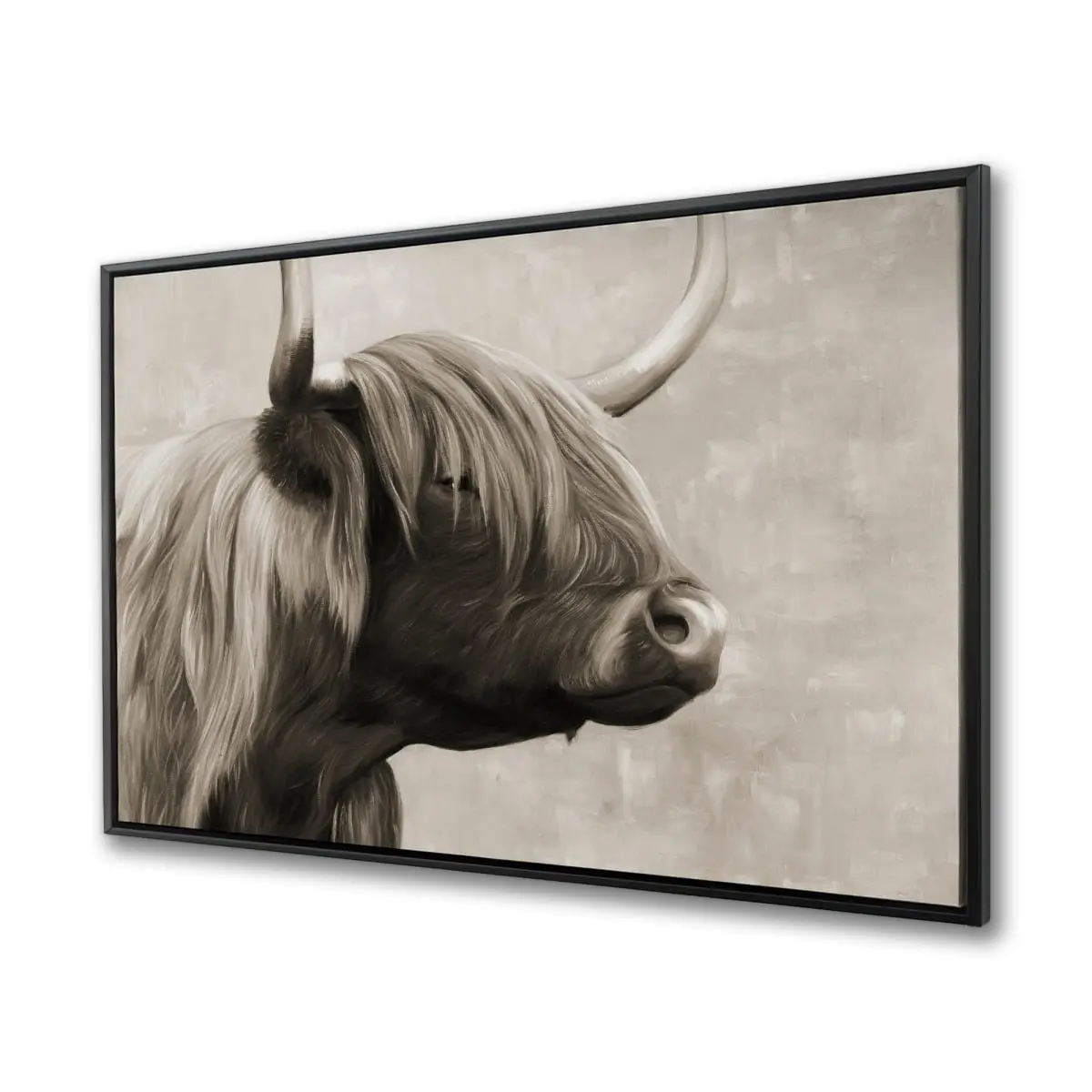 360 stand Farmhouse Framed Highland Cattle Photo - 36x48 in, Artistic Sepia Tone, Rustic Charm, Home Decoration, Wall Display Gift, Artwork, Print, Western Wall Art, Durable, Farm Decor