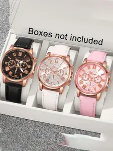 3-piece Geneva Silicone Watch Korean Edition Fashionable and Beautiful Colored Jelly Student Sports Watch