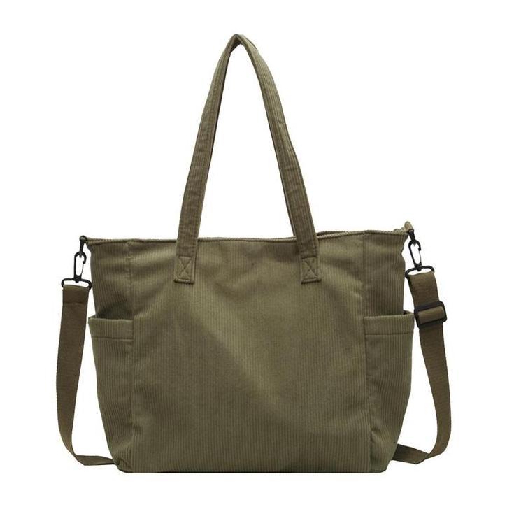 Women's Striped Corduroy Large Capacity Crossbody Bag – Bandolera Unisex, Vintage Boho Shoulder Purse with Detachable Adjustable Strap, Everyday Bag for School, Travel, Outdoor Sports, Lightweight & Durable