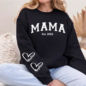 Custom Mama Sweatshirt Personalized Kids Names  Pullover