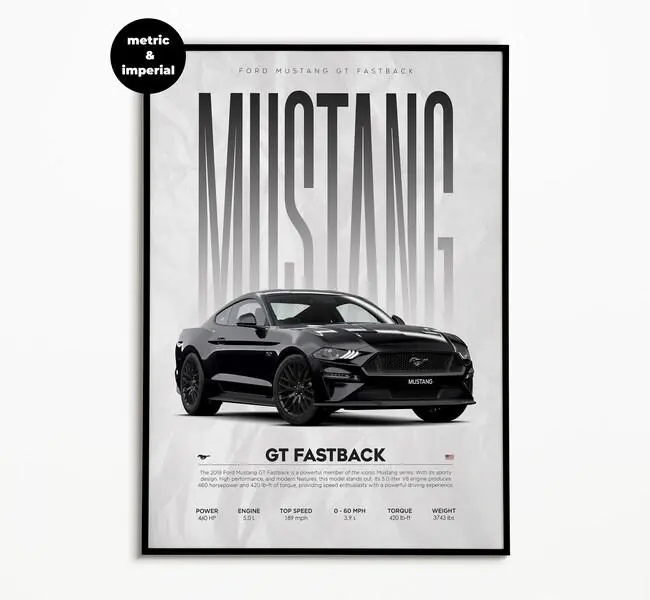 Ford Mustang Poster Print Unframed | Shelby Poster | Hyper Car Poster | Super Car Print | Art Print Poster| Home Decor | Wall Decor