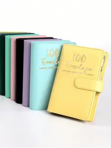 Multifunctional cash storage challenge binder, with 12 zipper pockets, faux leather budget binder for cash envelopes and bookkeeping, spiral-bound savings notebook for family budgeting, couple finance tracking, fund organization