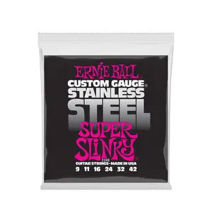 Ernie Ball Super Slinky Stainless Steel Wound Electric Guitar Strings 9-42 Gauge