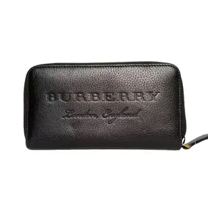Pre-owned BURBERRY Grained leather Small Leather Goods Zip Around Wallet Small Leather Goods, Black, Well Maintained, S014260324011
