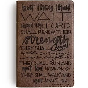 Personalized KJV Large Print Bible - Brown - They Shall Mount Up On Wings Like Eagles - Hand Lettered and Engraved