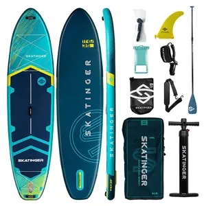 Skatinger 11'6×35" Super Wide Inflatable Paddle Board, Ultra Stable Stand Up Paddleboards for 450lb/3 People/Family/Big Size, 100L Backpack, All-Round Sup Board, US Fin accessory non-slip deck complete accessory Inflate Stand-Up black 2-in-1 Surfboard Kit