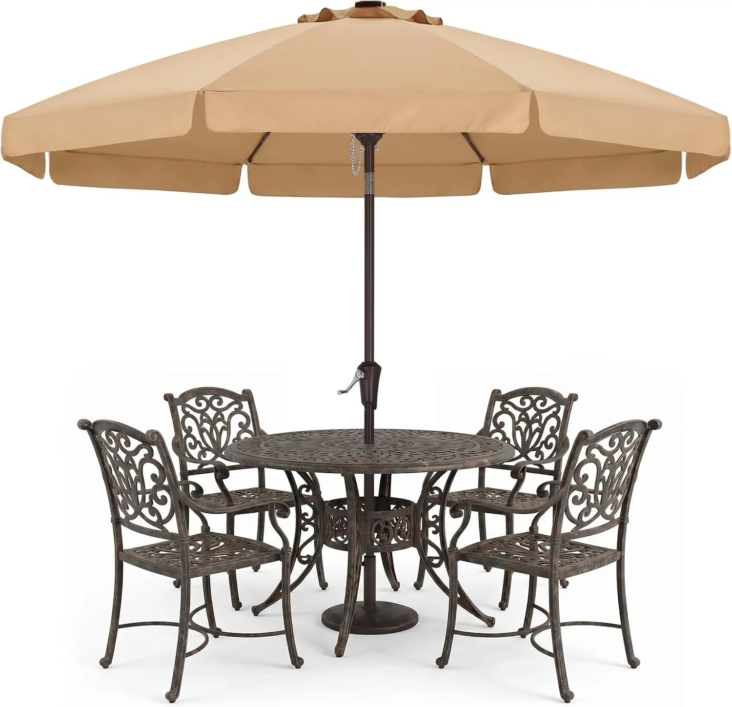 ABCCANOPY 9ft 10ft Fiberglass Patio Umbrella, Outdoor Table Umbrella with Crank and Tilt, Scalloped Edge and Classic Styles, Base Not Included