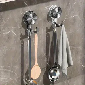 2pcs Strong Suction Cup Hooks Suitable for Kitchen, Bathroom & Walls - No-Drill Adhesive Towel Rack, Removable Wall-Mounted Shelf/Hook System with -Free Repositioning, Plastic Hooks for Modern Bath Storage, Space-Saving, Utility Hooks