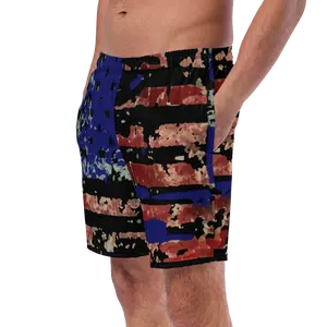 America Recycled Swim Trunks - Quick-Drying Breathable with Multiple Pockets & Anti-Chafe Inner Liner UPF 50+ Protection