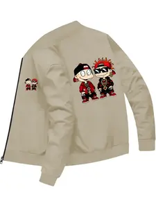 Trendy Cartoon Printed Baseball Jacket for Men's Daily Casual and Fashionable Wear