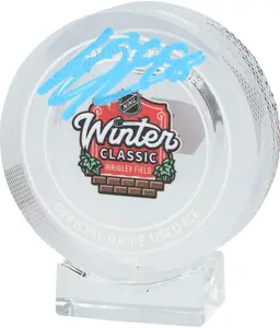 Connor Bedard Chicago Blackhawks Autographed 2025 NHL Winter Classic Crystal Puck - Filled with Ice from the 2025 NHL Winter Classic Game - Fanatics Authentic Certified