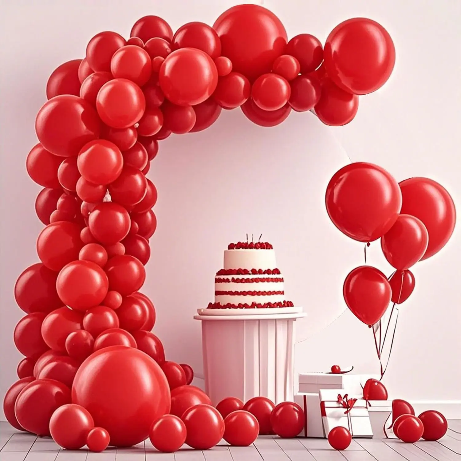 145-Piece Red Balloon Arch Kit Premium Latex Balloons for Weddings, Birthdays & Holidays