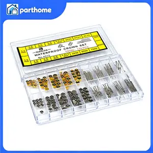 170Pcs Different Sizes Mixed Watch Stem Crown Repair Parts Assortment Set W/ Box