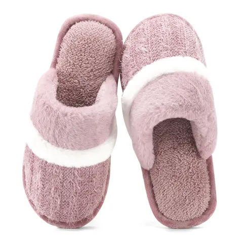 GOEWY Women's Fuzzy Memory Foam Fleece Slippers - Warm Non-Slip Rubber House Shoes, Christmas Gift for Mom, Fluffy Home & Indoor Bedroom Footwear, Suitable for Indoor & Outdoor Use, Fluffy Home Slippers