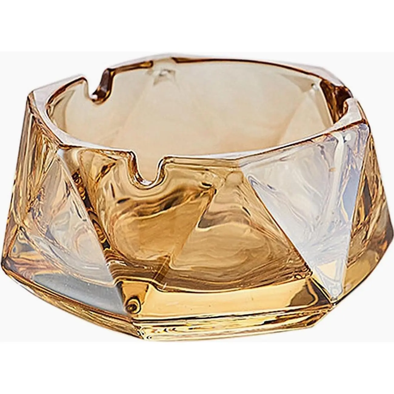Crystal Glass Ashtray, Cigar Cigarettes Ashtray Holder Home Office Desktop Tabletop Decoration, Crystal Amber