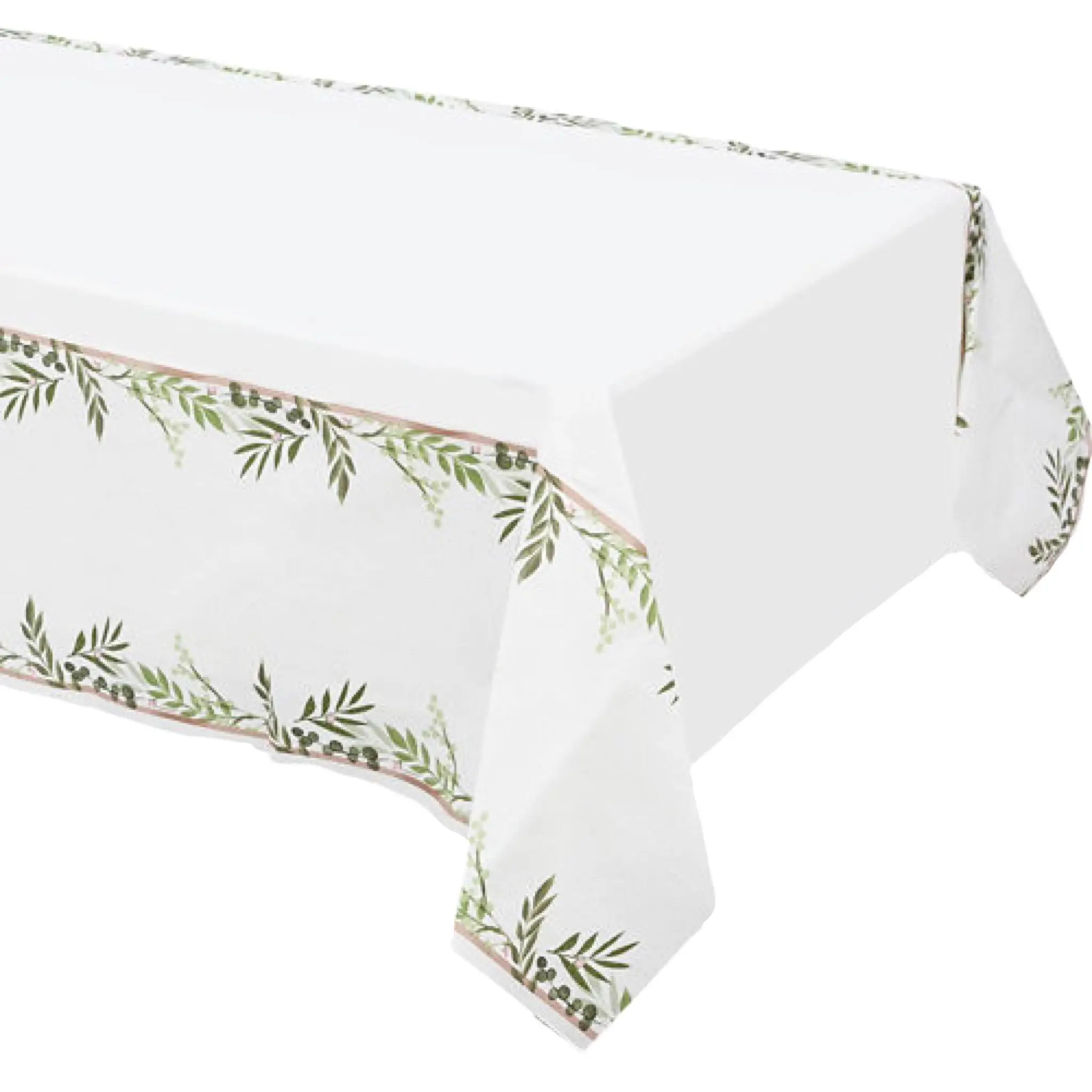 Rose Gold Greenery Plastic Tablecloth