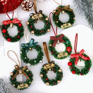【Hot Selling】Mini Christmas Wreath Decorations, Set of 1/3/5 Pieces, Perfect for Toy House Doors Windows & Trees, Farmhouse Style Holiday Ornaments
