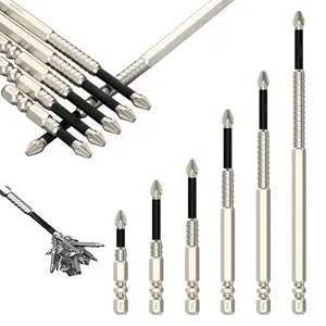 Hardware supplies 1 Set High Magnetic Screwdriver Drill Bit Set,K5 Impact Resistant Non Slip Bit,Anti-Slip Magnetic Screwdriver Bit Set,25 50 65 70 90 150mm