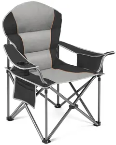 Folding Camping Chairs, Outdoor Collapsible Padded Chairs with Cup Holder Cooler Bag, Heavy Duty Portable Camping Chair for Garden Beach Fishing Sports