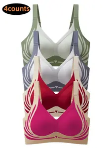 Women's Bra Set, Bralette, Colorblock Design, Adjustable Straps, Fixed Padding, Multiple Colors, Fit, Soft Comfortable, All-Season Wear
