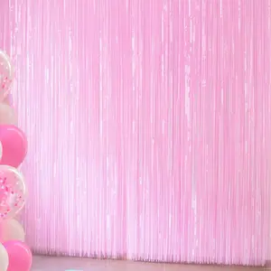 Pastel  Birthday Decorations - 4 Pack of 3.2x8.2ft  Foil Fringe Curtains Streamers Backdrop for  Shower Bridal Shower Birthday Valentines Party Decoration