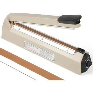 12 Inch Impulse Heat Sealer Manual Poly Bag Sealer Machine for Plastic PE PP Bags with Extra Replace Element Grip Beige