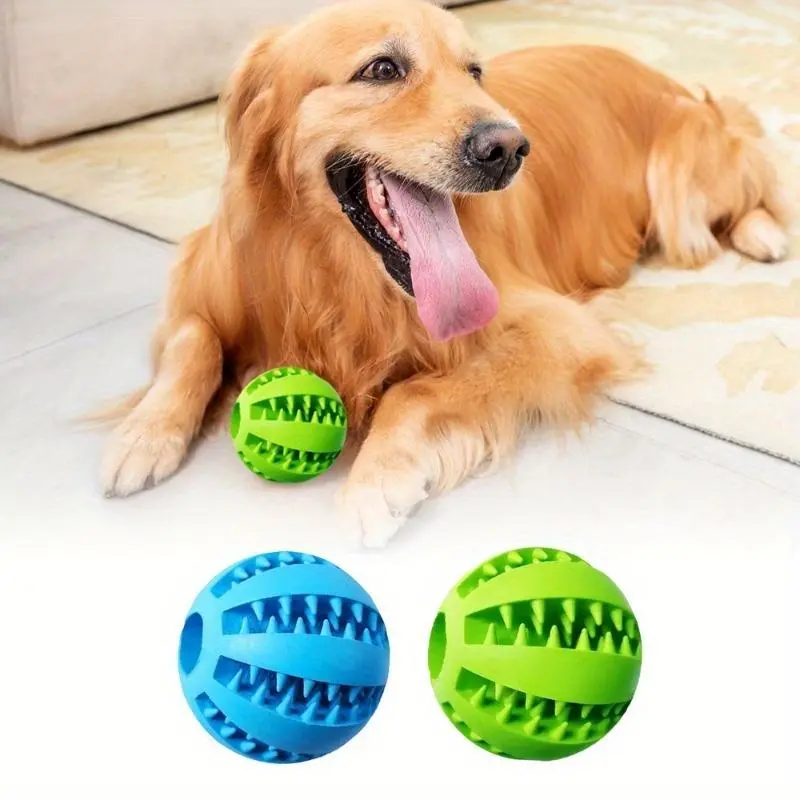 Set of 2 Bite-Resistant Natural Rubber Nontoxic Treat Balls for Small-Medium Dogs (2.8 inches) - Indoor Training Ball, Durable Food/Treat Dispenser, Boredom Relief, IQ Training Toy, Slow Feeding, Teeth Cleaning, Absorbent