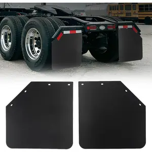 24"x24" Angled Mud Flaps, Heavy Duty Black Polymer Splash Guards for Semi Trucks & Trailers, Universal Fit Anti-Spray Truck Mud Guards, All-Weather Protection, 2 Pack