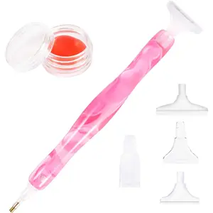 Painting Pen, Handmade   Painting Pens with Glue Clay and Various Tips, More Comfortable and Faster, 5D  Painting Tools for  Paintings Hobby (Pink)