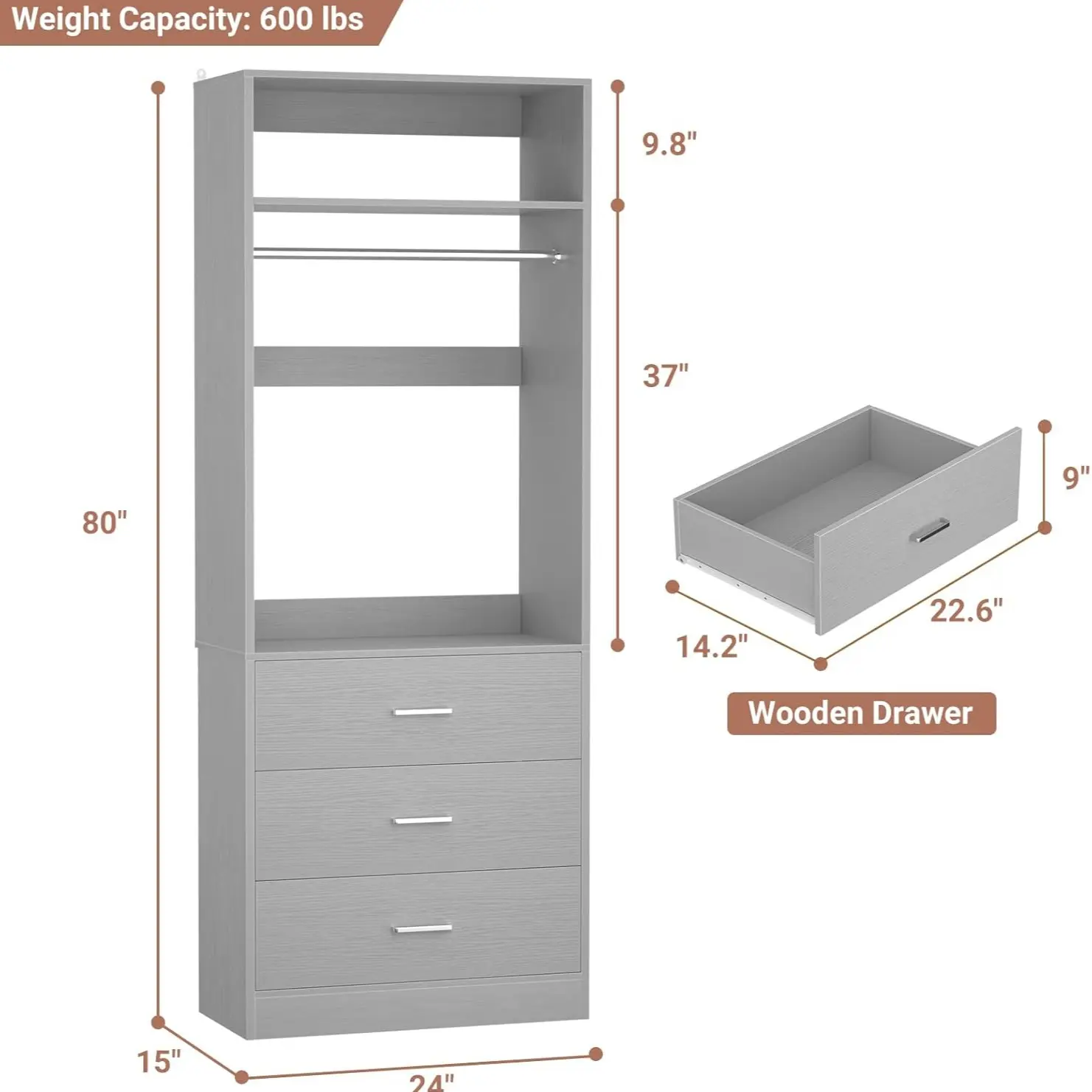 Grey Set of 1 (24" W)