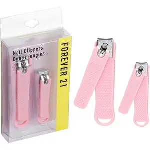 Nail Clippers Set - 2pc Soft Touch Pink Nail Clipper Value Pack, Big & Small Precision Nail Clippers Pack, Essential Manicure & Pedicure Tools