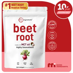 Micro Ingredients Beet Root 9,000mg Equivalent, 360 Softgels with MCT Oil