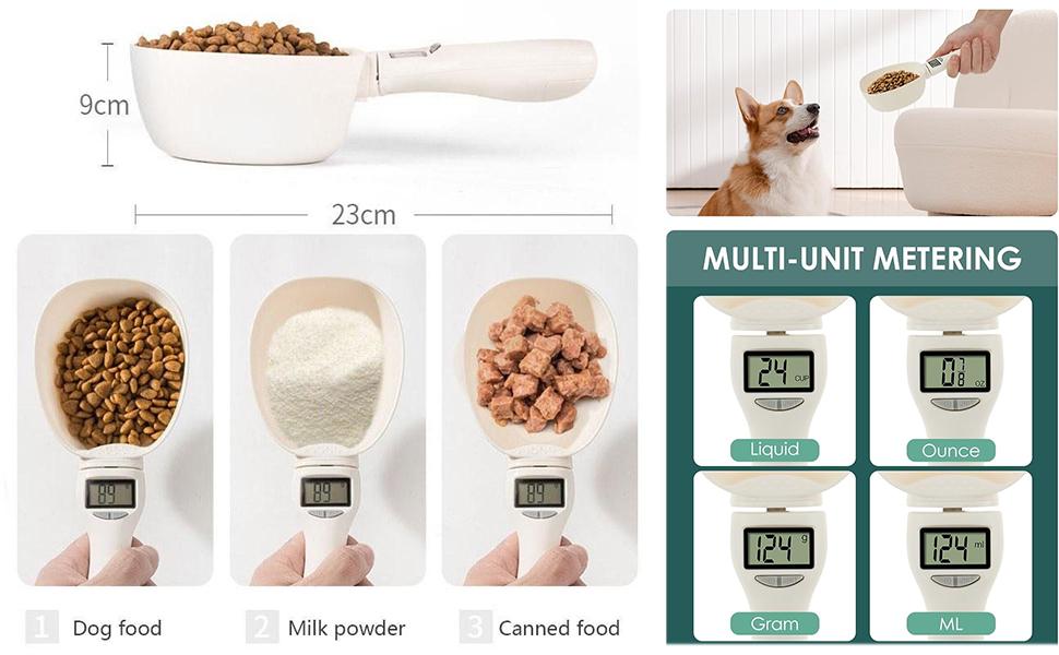 Digital Food Measuring Scoop Scale Electronic Kitchen Measuring Spoon Scale for Cooking Baking - Smart Adjustable Measure Cup for Home Cooks Bakers Chefs Pet Owners`