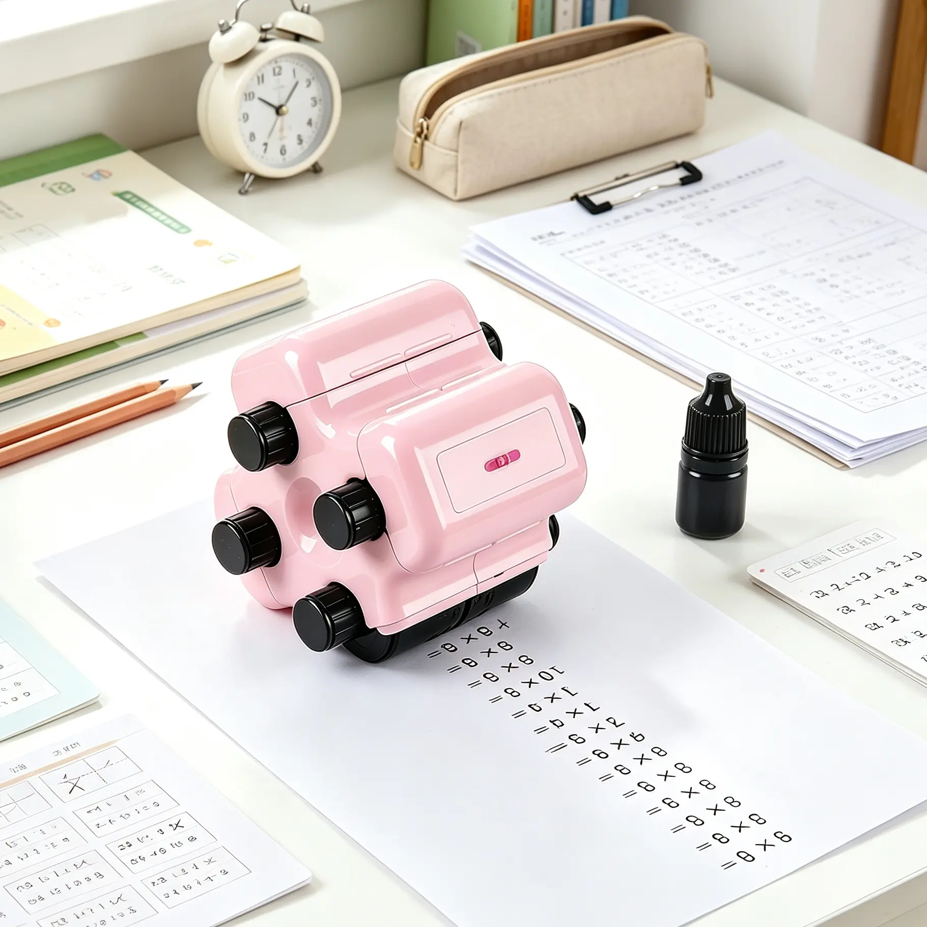 Brand New 4-in-1 Math Roller Stamp, Reusable Arithmetic Practice Stamp, Fun Learning Math Tool for Kids Parent-child Daily Drills
