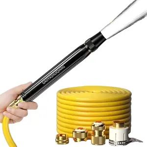 GAOYASHUIQIANG Metal Black Diamond Water Gun with 3 Connectors 10 Meter Hose Heavy Duty High Pressure Garden Sprayer for Gardening Car Wash Pet Washing Floor Cleaning Adjustable Spray Modes