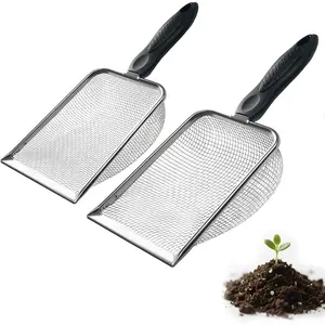 2 PCS 2-in-1 Soil Sifter Set with 2/2.8mm Mesh, Sieve & Shovel Sifter Screen Potting Scoop for Sand, Dirt, Rock Compost, Stainless & Ergonomic Handle